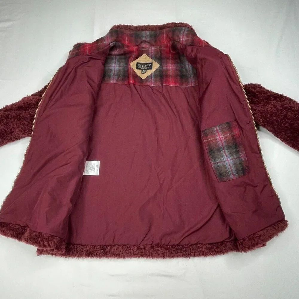Pendleton Red Fuzzy Deep Pile Sherpa Jacket Medium - Picture 8 of 16